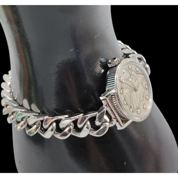 Vtg Vulcain Liberty Head Coin Watch 17 Jewels Swiss FEF 6670 Cal 24mm Kalbe Band - Picture 13 of 16